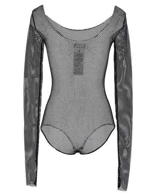 Maison Margiela Gray Mesh Fabric Bodysuit Underwear, Body