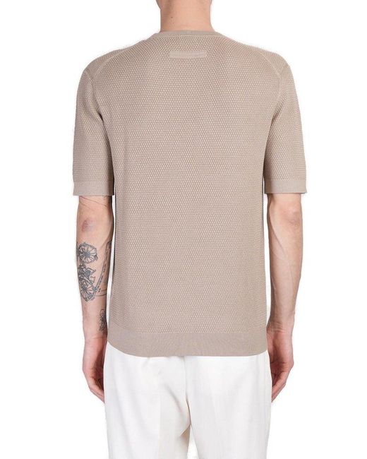 Zegna Natural Crewneck Knitted Top for men