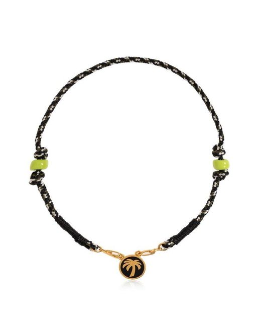 Palm Angels Black Choker With Logo Charm, for men