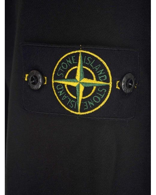 Stone Island Blue Logo Patch Hoodie for men
