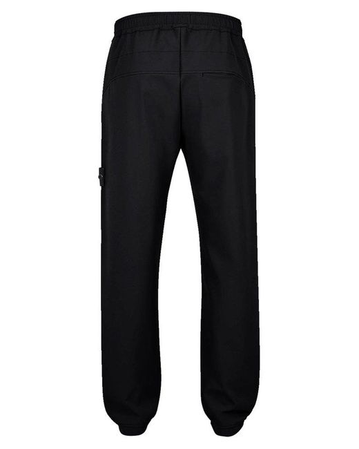 Stone Island Black Compass Patch Track Trousers for men