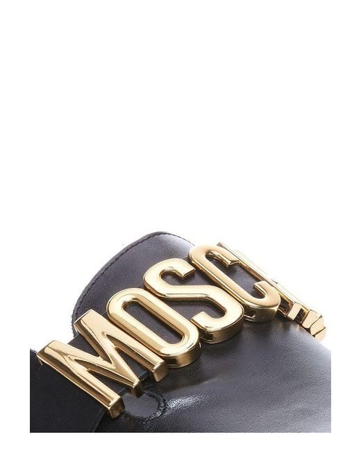 Moschino Black Logo Lettering Slip-on Slippers for men