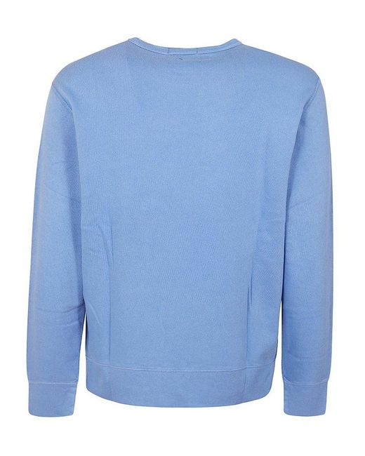 Polo Ralph Lauren Blue Logo-embroidered Crewneck Sweatshirt for men