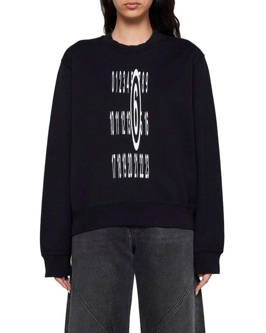 MM6 by Maison Martin Margiela Black Logo Cotton Sweatshirt