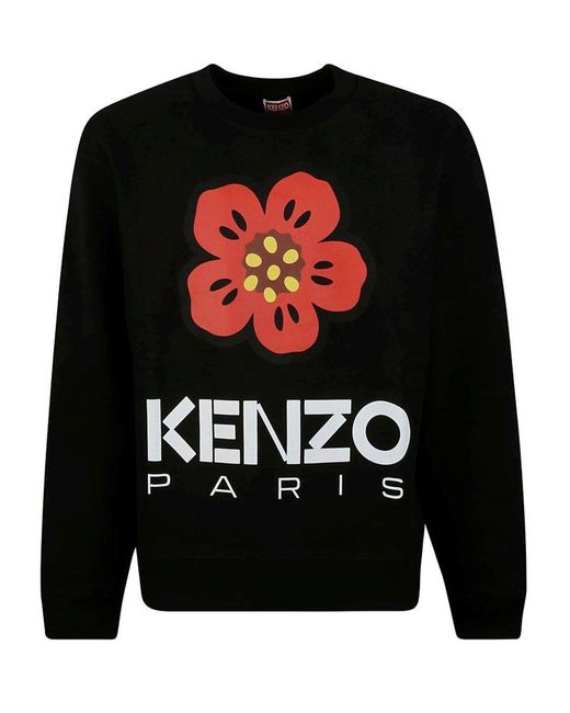 KENZO Black Logo Printed Crewneck Sweatshirt for men