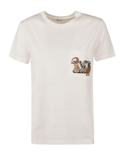 Max Mara White Elmo Logo Cotton T-shirt