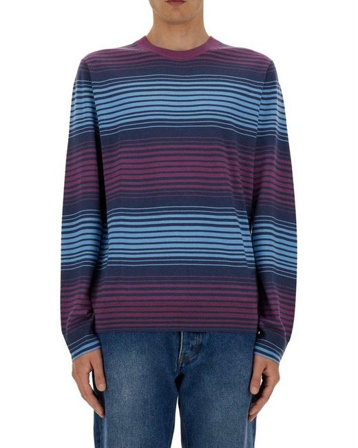 Paul Smith Blue Striped Crewneck Jumper for men