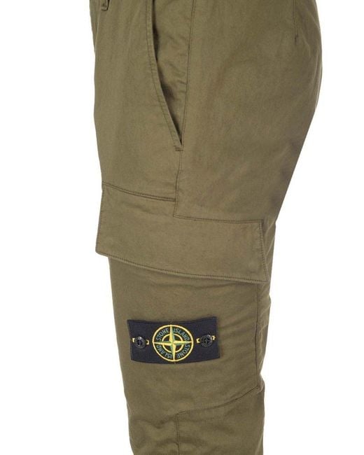 Stone Island Green Military Cargo Trousers for men
