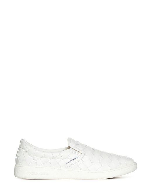 Bottega Veneta White Woven Slip-on Sneakers for men