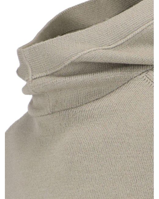 C P Company Gray High Neck Hooded Jumper for men