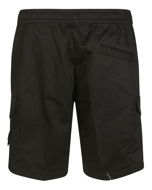 Stone Island Black Compass-badge Knee-length Cargo Shorts for men