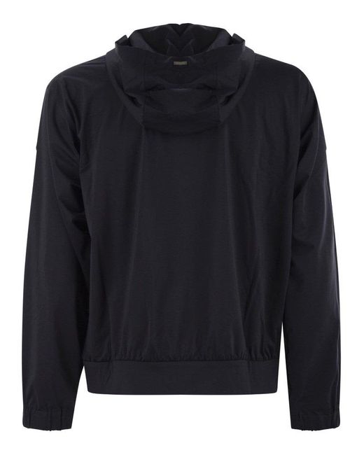 Herno Blue Hoodie With Zip for men