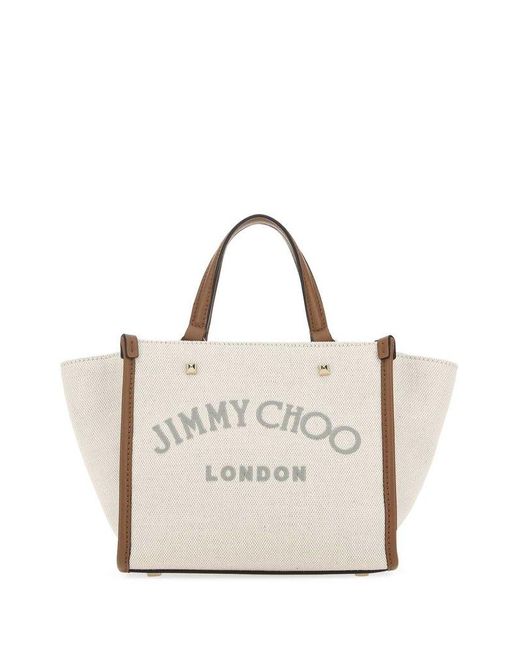 Jimmy Choo Cotton Mini Varenne Tote Bag in White (Natural) Lyst