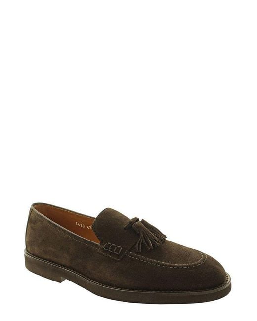 Doucal's Brown Tassel-Detailed Slip-On Loafers for men