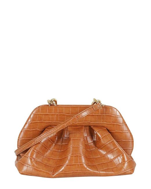 THEMOIRÈ Brown Tia Croco Embossed Shoulder Bag