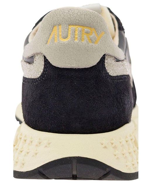 Autry Reel Wind Black Low Top Sneakers With Logo Detail In Suede for men