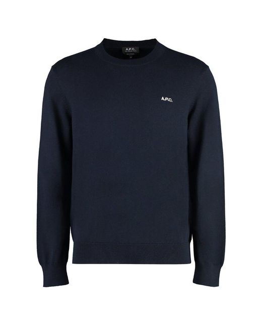 A.P.C. Blue Melville Cotton Crew-neck Sweater for men