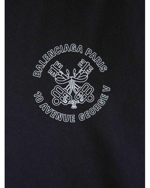 Balenciaga Black Cotton Logo T-Shirt for men