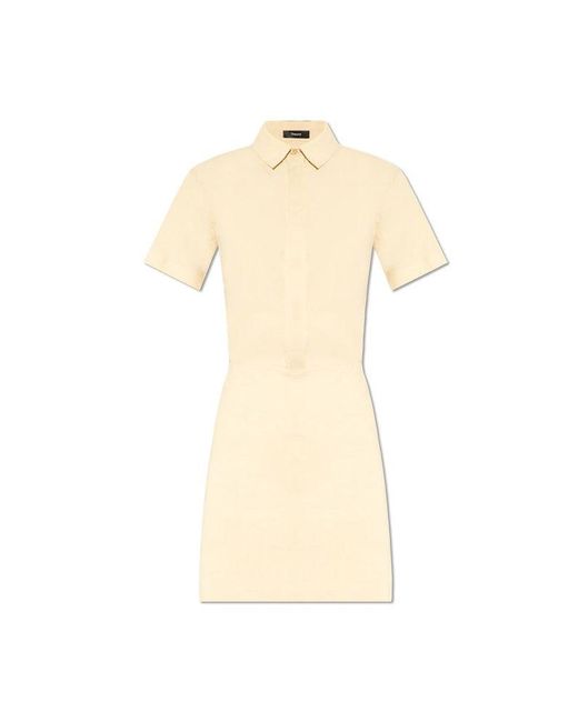 Theory White Dress With Collar,
