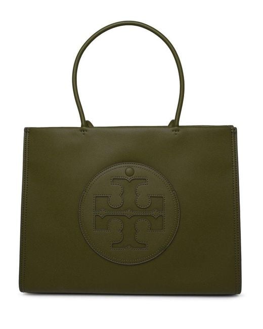 Tory Burch Green Logo-patch Tote Bag