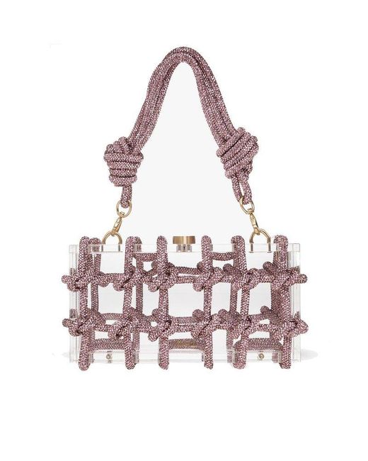 Cult Gaia Pink Bess Embellished Rope Detailed Shoulder Bag