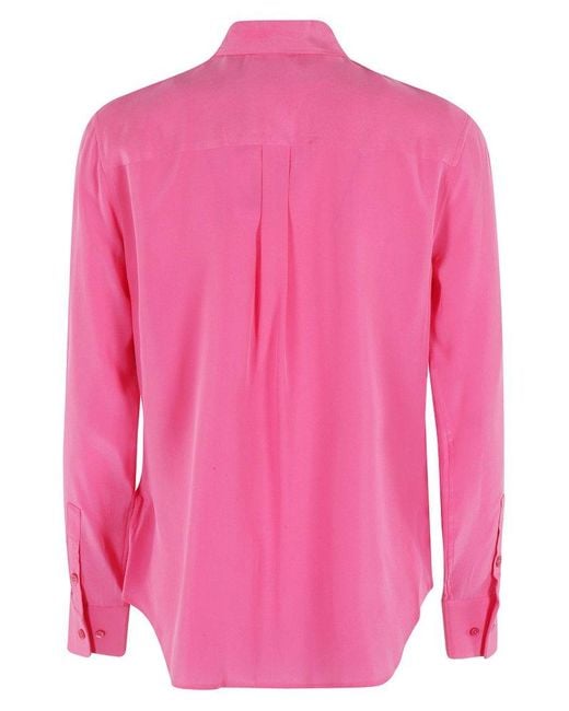 Equipment Pink Button-Up Long Sleeve Top