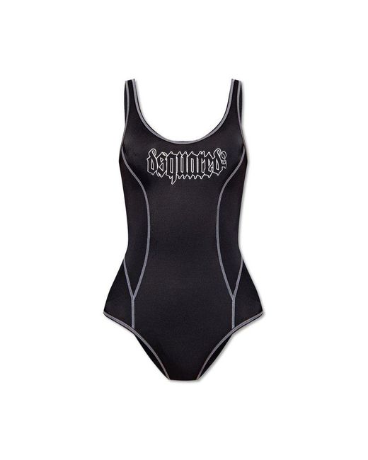 DSquared² Black Gothic One Piece Swimsuit