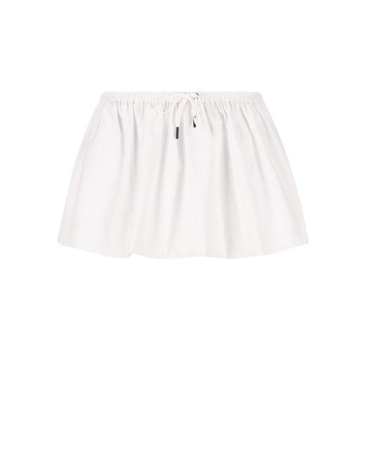 Miu Miu White Elasticated Drawstring Waistband Skirt