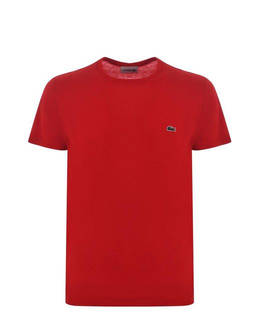 Lacoste Red Logo-Patch Crewneck T-Shirt for men