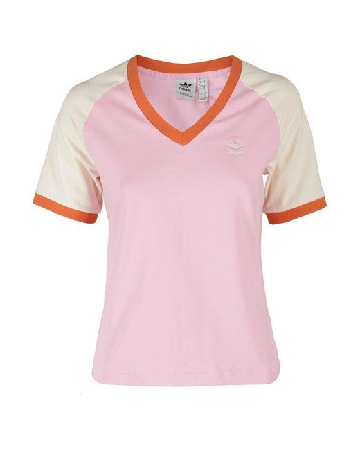 Adidas Originals Pink Cali V-neck T-shirt