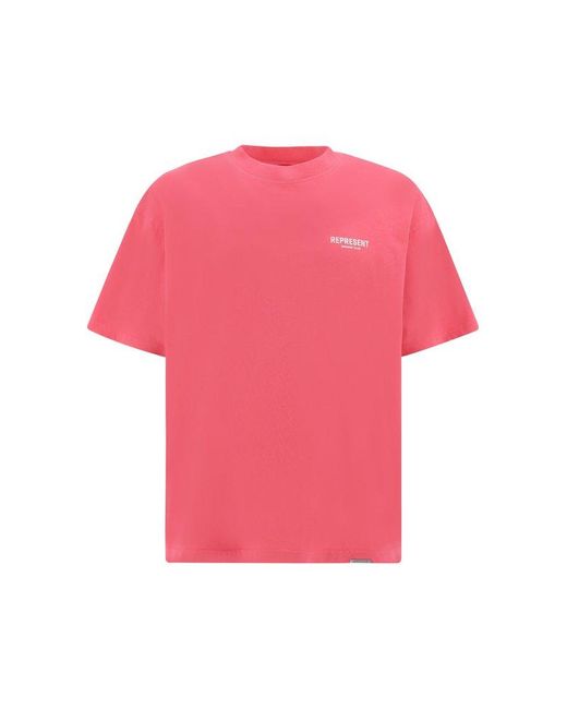 Represent Pink Owners Club Logo Printed Crewneck T-shirt for men