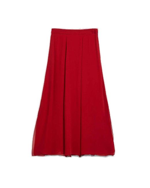 Max Mara Red Tundra Pleated Skirt