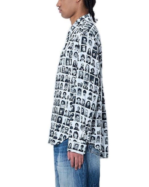 Martine Rose Blue Photos Printed Long-Sleeved Shirt for men