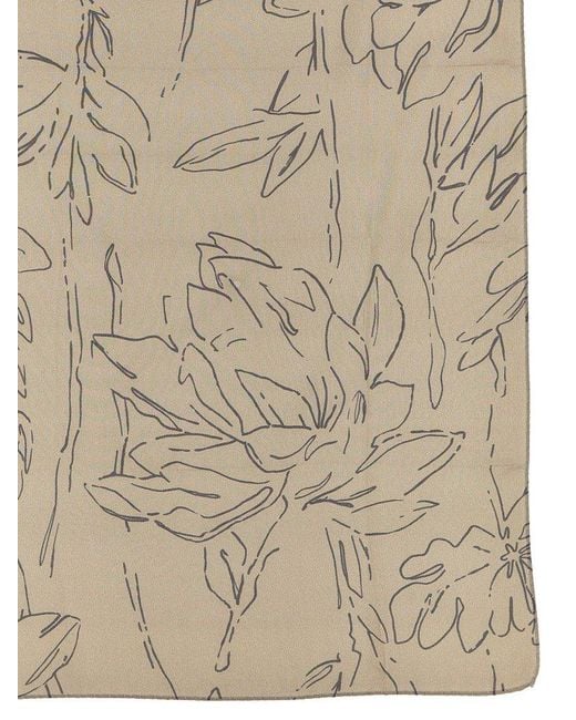 Brunello Cucinelli Natural Printed Silk Scarf Scarves, Foulards