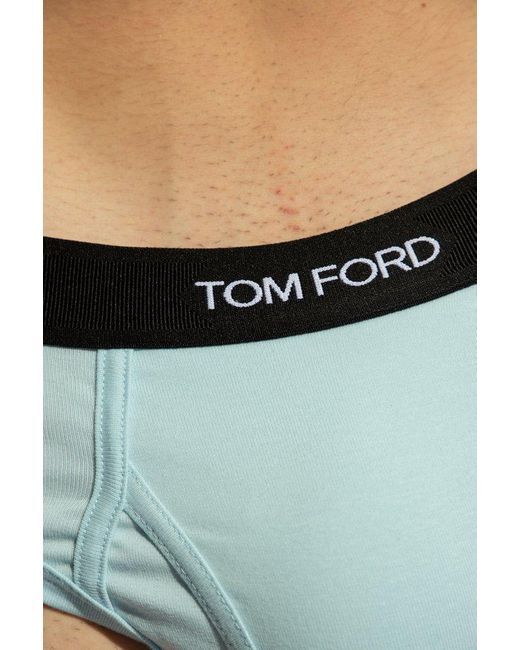 Tom Ford Black Logo Embroidered Briefs for men