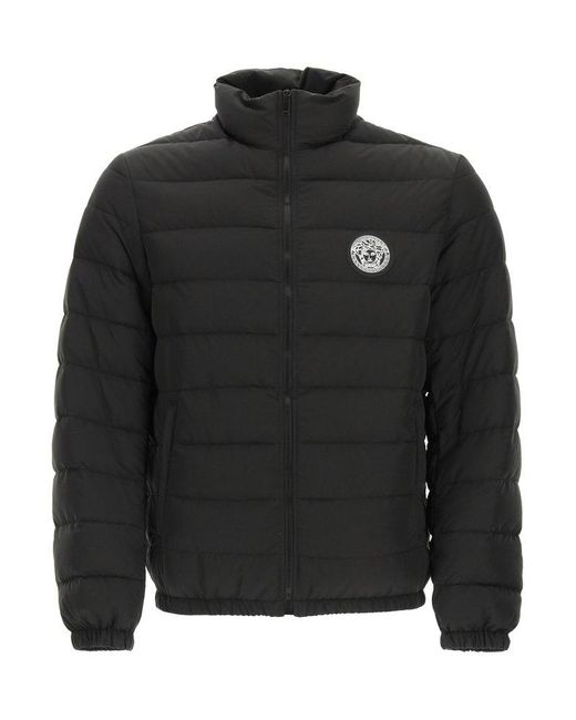 Versace Synthetic Logo Patch Down Jacket in Black for Men | Lyst Canada