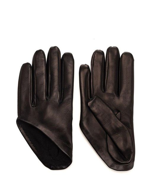 Alexander McQueen Black Logo-engraved Knuckle-duster Detailed Gloves