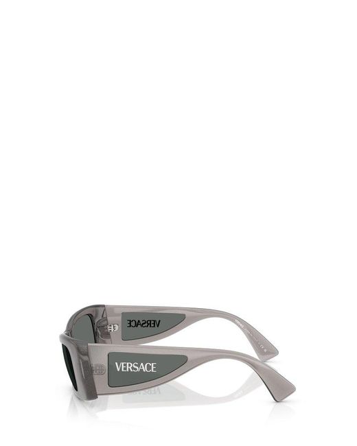 Versace Gray Rectangle-Frame Sunglasses