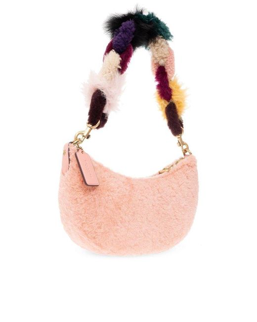 COACH Faux Fur Shoulder Bag in Pink Lyst