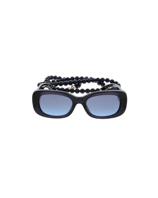 Chanel Blue Square Frame Beaded Sunglasses