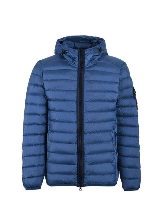 Stone Island Blue Zipped Quilted Jacket for men