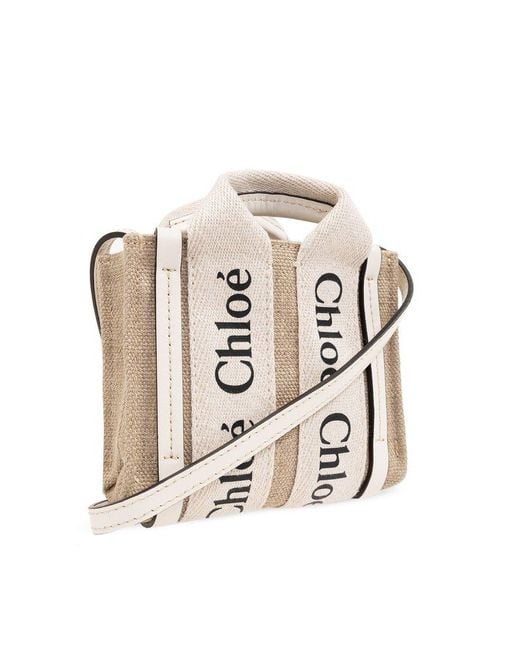 Chloé White Woody Micro Tote Bag