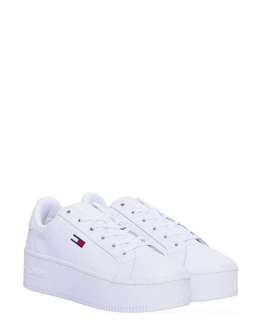 Tommy Hilfiger White Round-toe Lace-up Sneakers