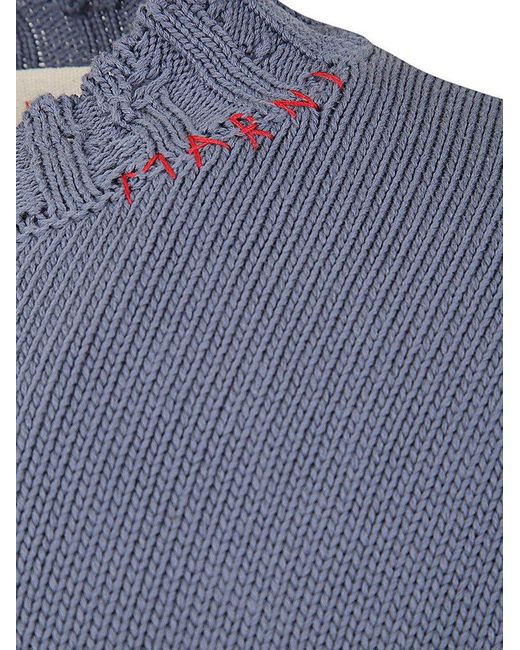 Marni Blue Crew Neck Long Sleeves Sweater Clothing for men