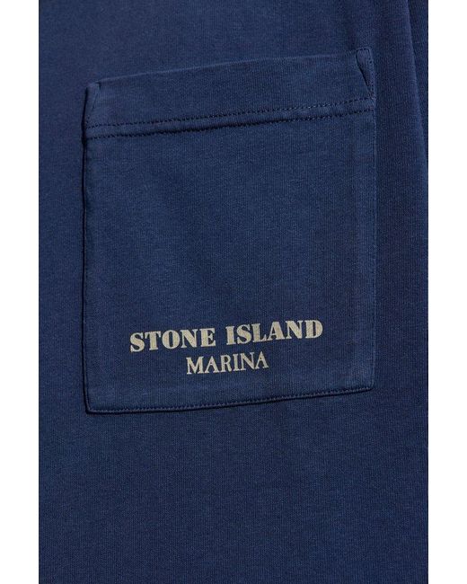 Stone Island Blue T-Shirt With Pocket for men
