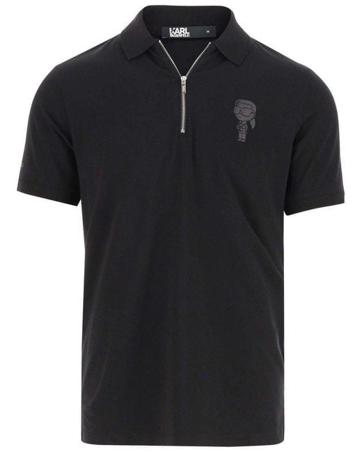 Karl Lagerfeld Black Stretch Cotton Polo Shirt for men