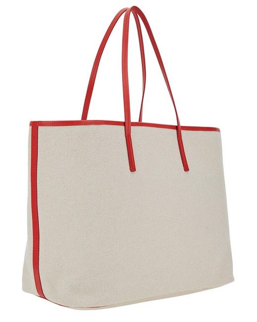 Marni Red Janus Logo Patch Small Tote Bag