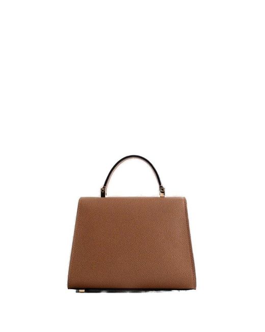 Valextra Brown Iside Foldover Micro Tote Bag