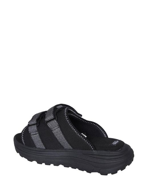 Suicoke Black Logo Patch Velcro Fastened Slides for men