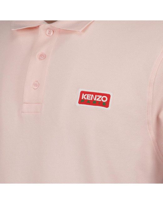 KENZO Pink Logo Detailed Polo Shirt for men